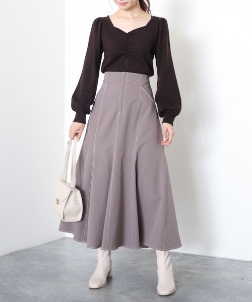 archives(アルシーヴ)の「【web限定item】フロントギャザーニットプルオーバー(ニット/セーター・レディース・ピンクベージュ/グレー/オフホワイト/ブラウン・MEDIUM)」の7枚目の写真