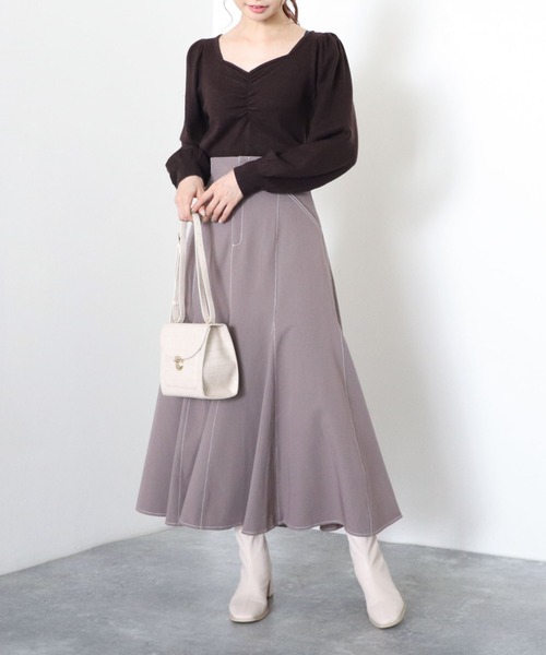 archives(アルシーヴ)の「【web限定item】フロントギャザーニットプルオーバー(ニット/セーター・レディース・ピンクベージュ/グレー/オフホワイト/ブラウン・MEDIUM)」の10枚目の写真