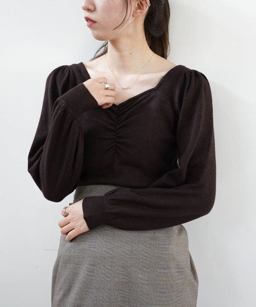 セール】【web限定item】フロントギャザーニットプルオーバー