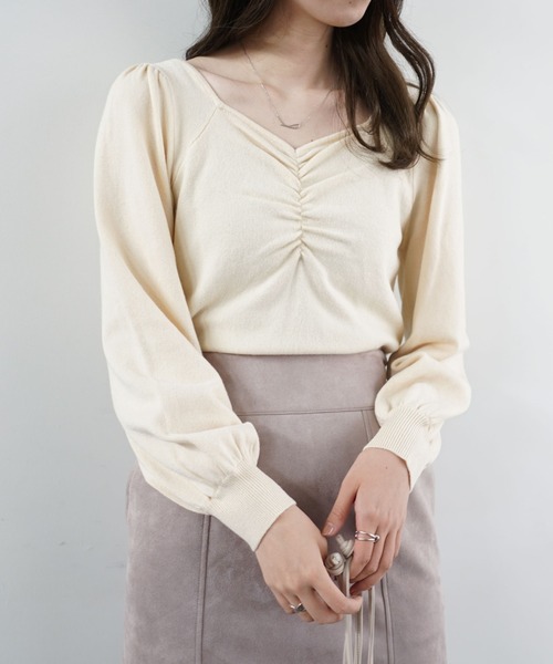 archives(アルシーヴ)の「【web限定item】フロントギャザーニットプルオーバー(ニット/セーター・レディース・ピンクベージュ/グレー/オフホワイト/ブラウン・MEDIUM)」の20枚目の写真