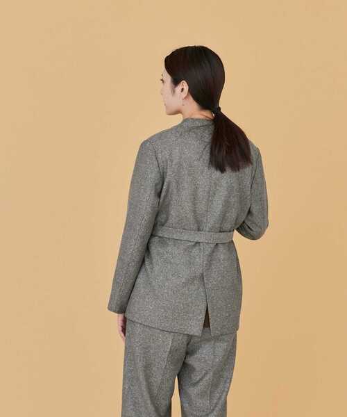 URBAN RESEARCH DOORS（アーバンリサーチドアーズ）の「White Label シルクネップノーカラージャケット（その他アウター・レディース・チャコールグレー/グレー・ONE）」の4枚目の写真