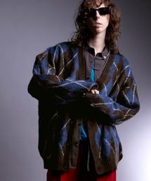 ENDER PRODUCTS | ビックシルエット リンクス/アーガイル/切替デザイン Vネックニットカーディガン 2021-22 AW【ENDER PRODUCTS/エンダープロダクツ】(カーディガン/ボレロ)