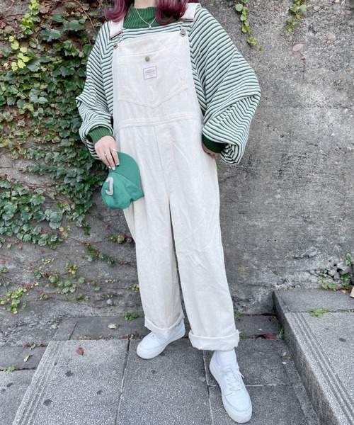 nemne store（ネンネストア）の「ワンコとかけっこするコーデュロイオーバーオール（サロペット/オーバーオール・レディース・アイボリー/グリーン/グレー/ブラウン・SMALL/MEDIUM）」の6枚目の写真
