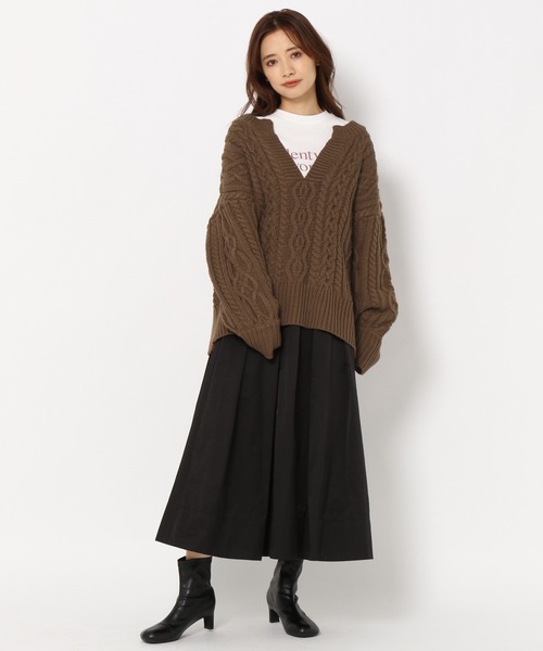 mysty woman(ミスティウーマン)の「刺繍プリントロンT 258223(Tシャツ/カットソー・レディース・ブラウン/オフホワイト/チャコール・FREE)」の5枚目の写真