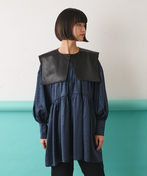 ear PAPILLONNER（イアパピヨネ）の「シープレザー付け襟（付け襟・レディース・ブラック/ダークグリーン・FREE）」の5枚目の写真