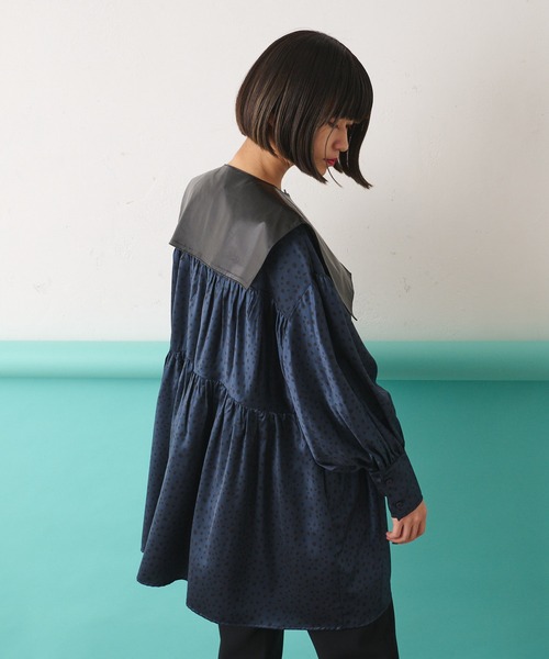 ear PAPILLONNER（イアパピヨネ）の「シープレザー付け襟（付け襟・レディース・ブラック/ダークグリーン・FREE）」の15枚目の写真