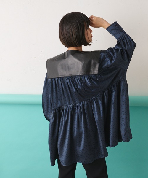 ear PAPILLONNER（イアパピヨネ）の「シープレザー付け襟（付け襟・レディース・ブラック/ダークグリーン・FREE）」の9枚目の写真