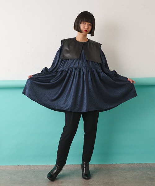 ear PAPILLONNER（イアパピヨネ）の「シープレザー付け襟（付け襟・レディース・ブラック/ダークグリーン・FREE）」の13枚目の写真