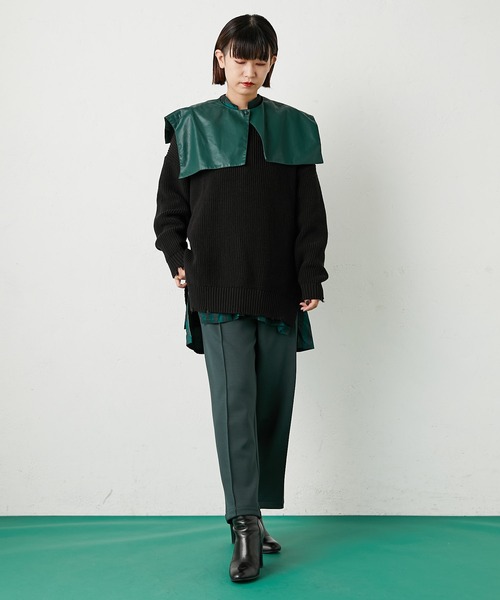 ear PAPILLONNER（イアパピヨネ）の「シープレザー付け襟（付け襟・レディース・ブラック/ダークグリーン・FREE）」の18枚目の写真
