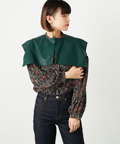 ear PAPILLONNER（イアパピヨネ）の「シープレザー付け襟（付け襟・レディース・ブラック/ダークグリーン・FREE）」の16枚目の写真