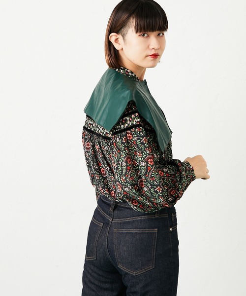 ear PAPILLONNER（イアパピヨネ）の「シープレザー付け襟（付け襟・レディース・ブラック/ダークグリーン・FREE）」の10枚目の写真