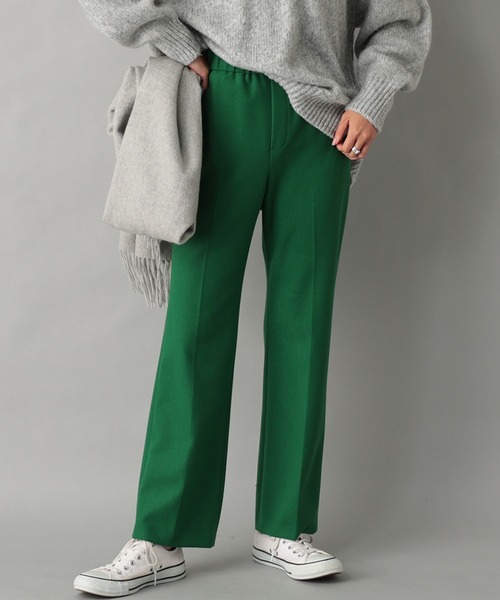 RIVE DROITE（リヴドロワ）の「《2サイズ展開》脚長効果も期待できる一着　ソフト両面起毛リラクシーパンツ（その他パンツ・レディース・グリーン/ネイビー・36/38）」の2枚目の写真