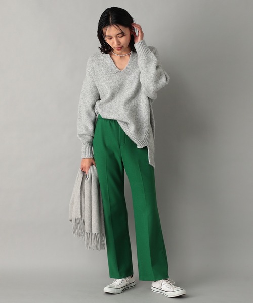 RIVE DROITE（リヴドロワ）の「《2サイズ展開》脚長効果も期待できる一着　ソフト両面起毛リラクシーパンツ（その他パンツ・レディース・グリーン/ネイビー・36/38）」の11枚目の写真