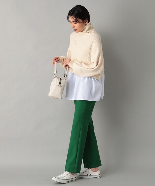 RIVE DROITE（リヴドロワ）の「《2サイズ展開》脚長効果も期待できる一着　ソフト両面起毛リラクシーパンツ（その他パンツ・レディース・グリーン/ネイビー・36/38）」の15枚目の写真