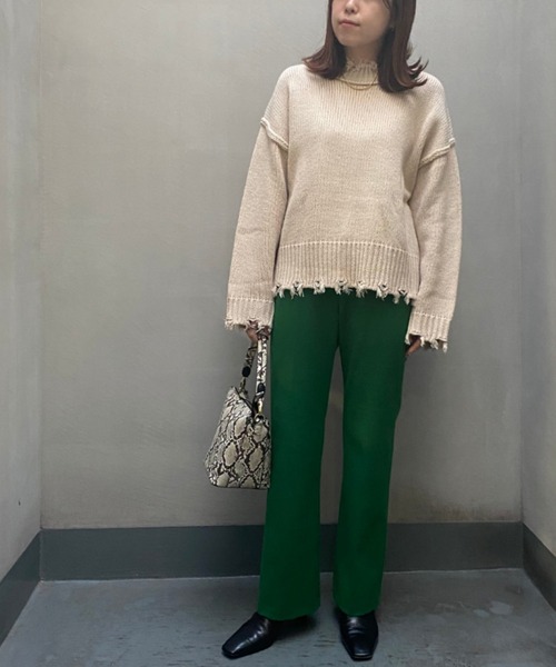 RIVE DROITE（リヴドロワ）の「《2サイズ展開》脚長効果も期待できる一着　ソフト両面起毛リラクシーパンツ（その他パンツ・レディース・グリーン/ネイビー・36/38）」の21枚目の写真