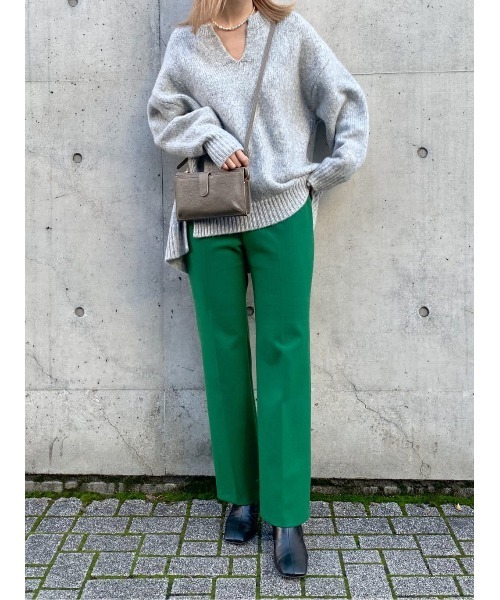 RIVE DROITE（リヴドロワ）の「《2サイズ展開》脚長効果も期待できる一着　ソフト両面起毛リラクシーパンツ（その他パンツ・レディース・グリーン/ネイビー・36/38）」の22枚目の写真