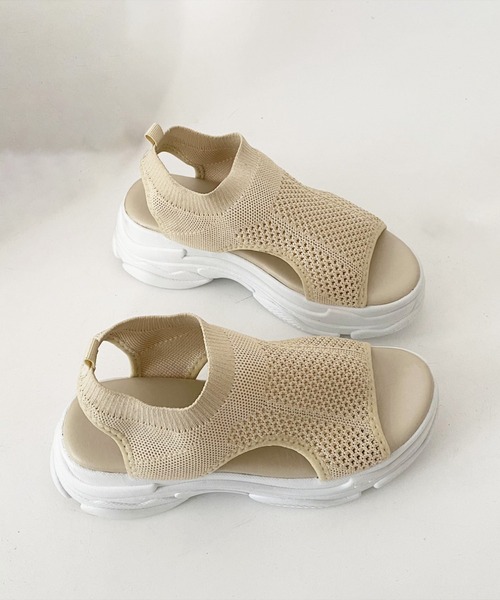 Shoes in Closet（シューズインクローゼット）の「軽量厚底 ストレッチ メッシュ スポーツサンダル 7849（サンダル・レディース・ベージュ/ブラック×ホワイト/ブラック×ブラック・LL/3L/4L/S/M/L/XS）」の18枚目の写真