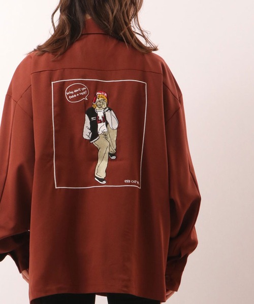 Red Cap Girl(レッドキャプガール)の「とろみバック刺繍ZIP ルーズジャケット(ブルゾン・メンズ・ブラック/ベージュ/ブラウン/ブルー/ワイン・M/L)」の1枚目の写真
