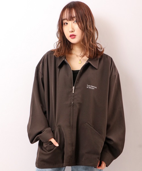 Red Cap Girl(レッドキャプガール)の「とろみバック刺繍ZIP ルーズジャケット(ブルゾン・メンズ・ブラック/ベージュ/ブラウン/ブルー/ワイン・M/L)」の13枚目の写真