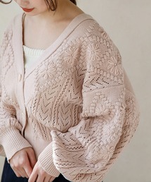 SLURR | 【マシンウォッシャブル】フラワー刺繍透かしカーディガン(カーディガン/ボレロ)