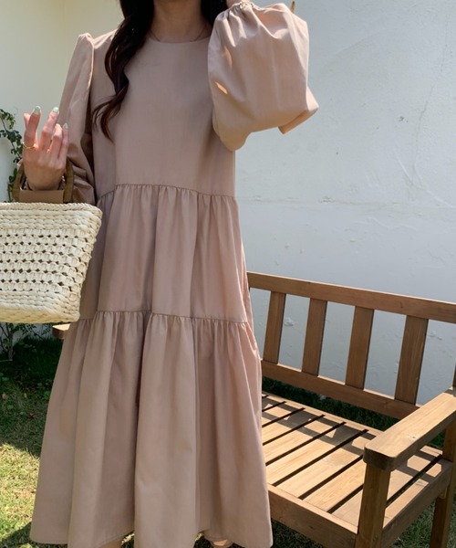 Diosfront(ディオスフロント)の「ボリュウームスリーブティアードワンピース(ワンピース・レディース・ベージュ/ネイビー/ライトグリーン/グレイッシュベージュ・M/L)」の21枚目の写真