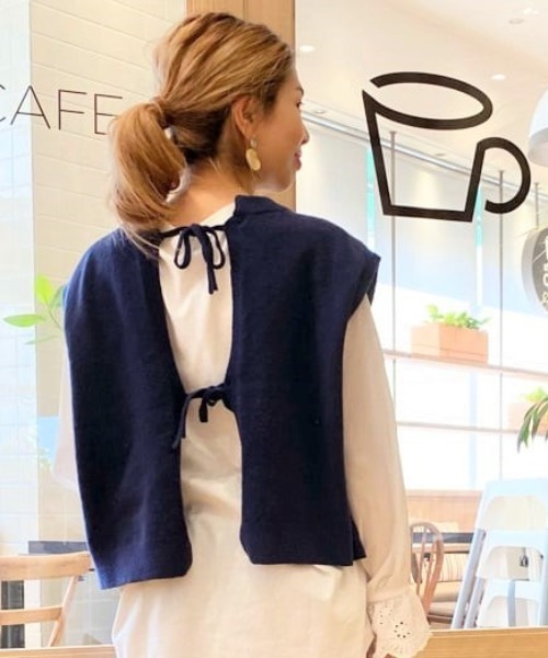 studio CLIP（スタディオクリップ）の「7ゲージスポンディッシュベスト（ベスト・レディース・ネイビー/ベージュ/ライトグレー・FREE）」の3枚目の写真