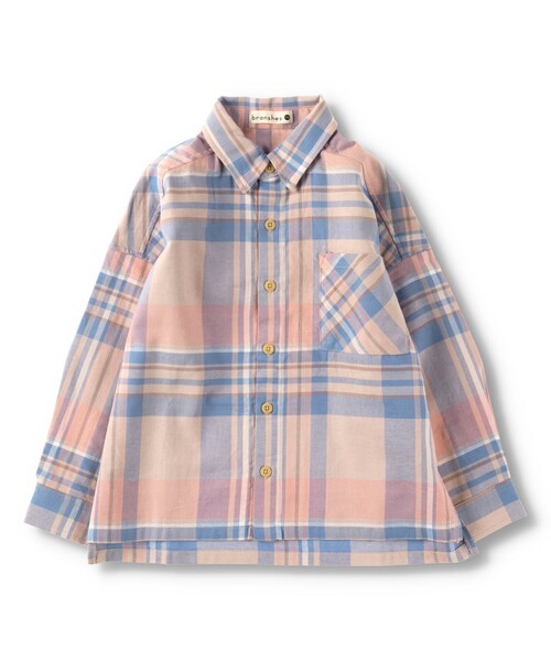 BRANSHES（ブランシェス）の「【ペア】やわらかチェックシャツ（シャツ/ブラウス・キッズ・ブラウン/アイボリー・90/100/110/120/130/140/150）」の10枚目の写真