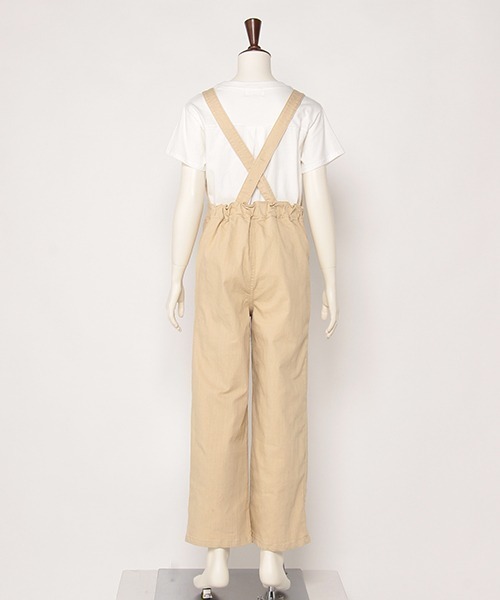 Lycee mine（リセマイン）の「【リンク】ワイドサロペット（サロペット/オーバーオール・キッズ・ブルー/ライトベージュ・S/M）」の5枚目の写真