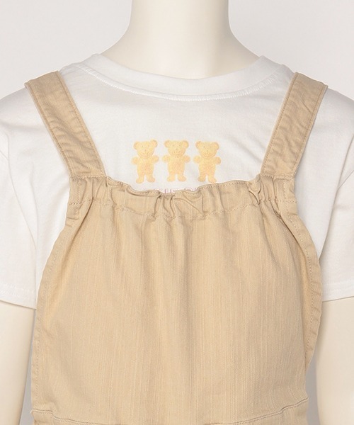 Lycee mine（リセマイン）の「【リンク】ワイドサロペット（サロペット/オーバーオール・キッズ・ブルー/ライトベージュ・S/M）」の6枚目の写真