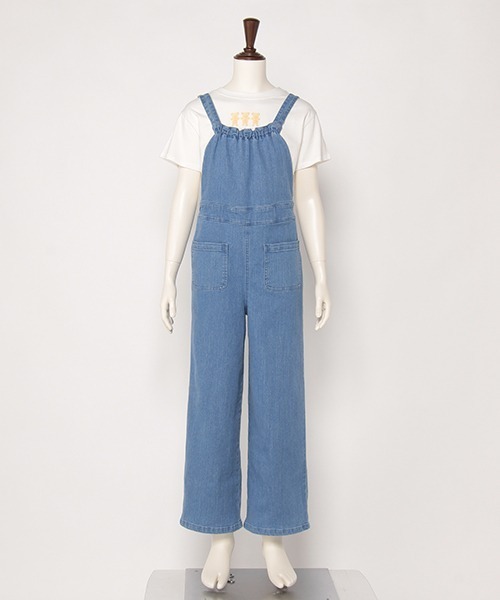 Lycee mine（リセマイン）の「【リンク】ワイドサロペット（サロペット/オーバーオール・キッズ・ブルー/ライトベージュ・S/M）」の16枚目の写真