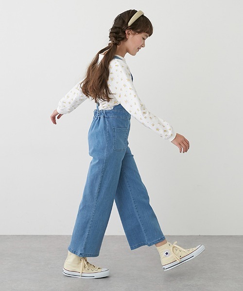 Lycee mine（リセマイン）の「【リンク】ワイドサロペット（サロペット/オーバーオール・キッズ・ブルー/ライトベージュ・S/M）」の14枚目の写真