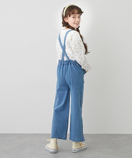 Lycee mine（リセマイン）の「【リンク】ワイドサロペット（サロペット/オーバーオール・キッズ・ブルー/ライトベージュ・S/M）」の15枚目の写真