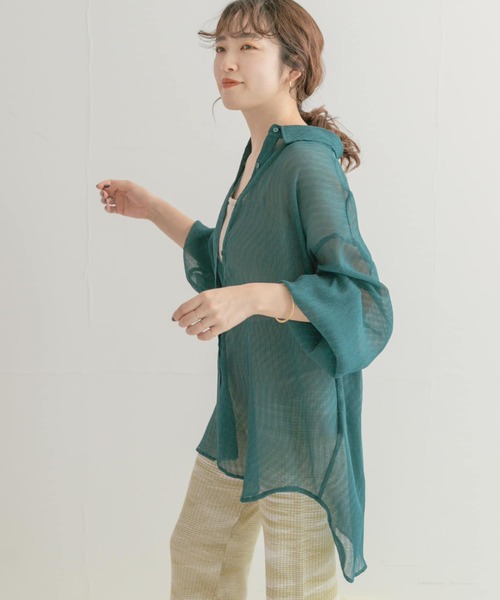 ITEMS URBANRESEARCH(アイテムズ アーバンリサーチ)の「【B.GRN販売中止】ヨウリュウシアービッグシャツ(シャツ/ブラウス・レディース・オフホワイト/チャコールグレー/グリーン系その他/グリーン/パープル・FREE)」の15枚目の写真