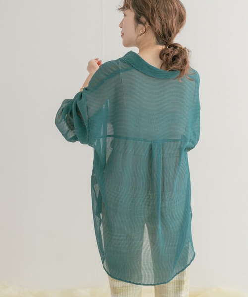 ITEMS URBANRESEARCH(アイテムズ アーバンリサーチ)の「【B.GRN販売中止】ヨウリュウシアービッグシャツ(シャツ/ブラウス・レディース・オフホワイト/チャコールグレー/グリーン系その他/グリーン/パープル・FREE)」の16枚目の写真