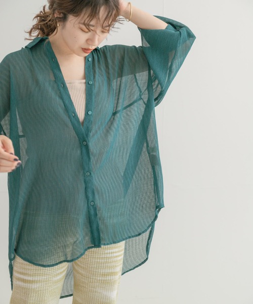 ITEMS URBANRESEARCH(アイテムズ アーバンリサーチ)の「【B.GRN販売中止】ヨウリュウシアービッグシャツ(シャツ/ブラウス・レディース・オフホワイト/チャコールグレー/グリーン系その他/グリーン/パープル・FREE)」の17枚目の写真