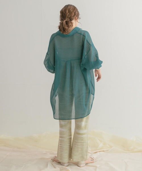 ITEMS URBANRESEARCH(アイテムズ アーバンリサーチ)の「【B.GRN販売中止】ヨウリュウシアービッグシャツ(シャツ/ブラウス・レディース・オフホワイト/チャコールグレー/グリーン系その他/グリーン/パープル・FREE)」の21枚目の写真