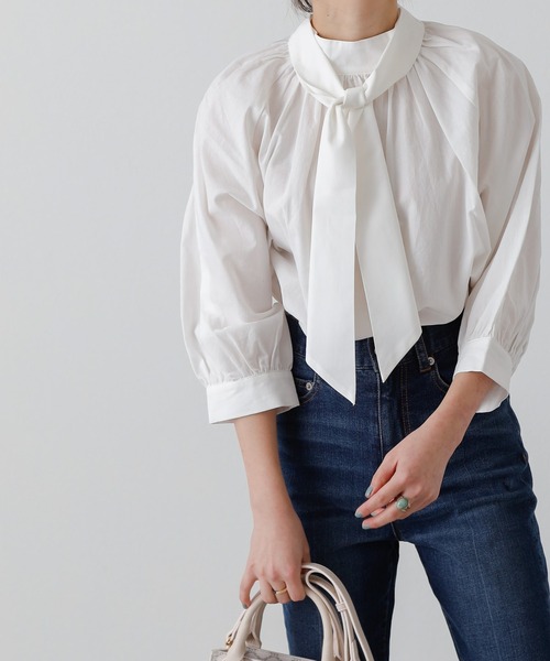 COLONY 2139(コロニートゥーワンスリーナイン)の「コットンボウタイブラウス(シャツ/ブラウス・レディース・オフホワイト/ベージュ/オレンジ・FREE)」の4枚目の写真