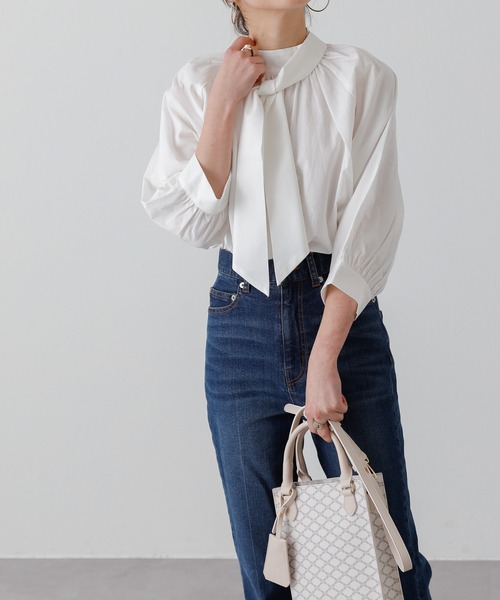 COLONY 2139(コロニートゥーワンスリーナイン)の「コットンボウタイブラウス(シャツ/ブラウス・レディース・オフホワイト/ベージュ/オレンジ・FREE)」の5枚目の写真