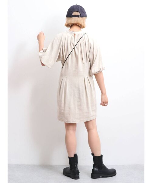 ungrid 春夏 ウエストタックミニワンピース 新品 アングリッド 麻混 Ungrid（アングリッド）の「ウエストタックミニワンピース