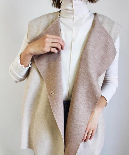 MLI'A（エムリア）の「Wフェイスジレ（ベスト・レディース・グレー/ベージュ/ブラック・M）」の6枚目の写真