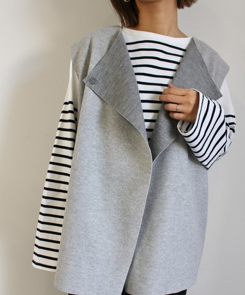 MLI'A（エムリア）の「Wフェイスジレ（ベスト・レディース・グレー/ベージュ/ブラック・M）」の3枚目の写真