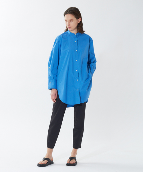 qualite（カリテ）の「ヴィンテージブロードスタンドシャツ（シャツ/ブラウス・レディース・ブルー/オフホワイト・フリー）」の7枚目の写真