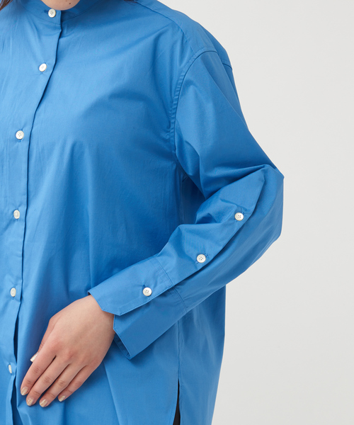 qualite（カリテ）の「ヴィンテージブロードスタンドシャツ（シャツ/ブラウス・レディース・ブルー/オフホワイト・フリー）」の11枚目の写真