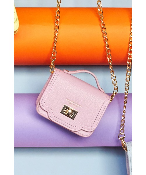 Samantha Thavasa Petit Choice（サマンサタバサ　プチチョイス）の「フロント金具ミニミニショルダー（ハンドバッグ・レディース・ラベンダー/ピンク/ブラック/ベージュ/ライトブルー/ペールイエロー・FREE）」の4枚目の写真