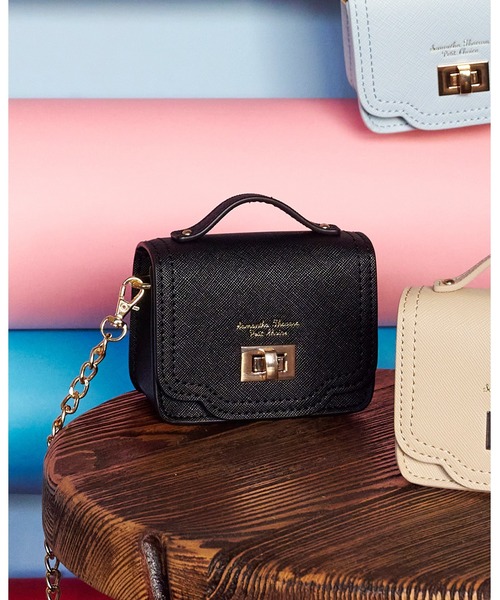 Samantha Thavasa Petit Choice（サマンサタバサ　プチチョイス）の「フロント金具ミニミニショルダー（ハンドバッグ・レディース・ラベンダー/ピンク/ブラック/ベージュ/ライトブルー/ペールイエロー・FREE）」の2枚目の写真