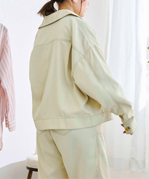 CPCM（シーピーシーエム）の「ステッチ配色ジャケット×パンツセットアップ（セットアップ・レディース・ブラック/ライトグリーン/アイボリー・FREE）」の7枚目の写真