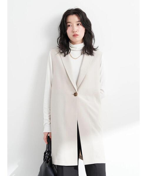 earth music&ecology（アースミュージックアンドエコロジー）の「ロングジレ（ベスト・レディース・モカ/ライトベージュ・FREE）」の3枚目の写真