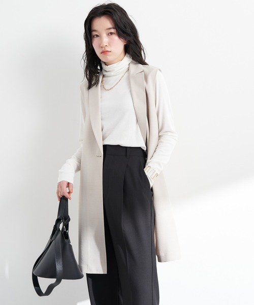 earth music&ecology（アースミュージックアンドエコロジー）の「ロングジレ（ベスト・レディース・モカ/ライトベージュ・FREE）」の2枚目の写真