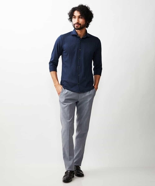 MICHEL KLEIN HOMME   （ミッシェルクランオム）の「ストライプ七分袖シャツ（シャツ/ブラウス・メンズ・ホワイト/ネイビー/ピンク/グリーン・MEDIUM/LARGE/X-LARGE）」の19枚目の写真