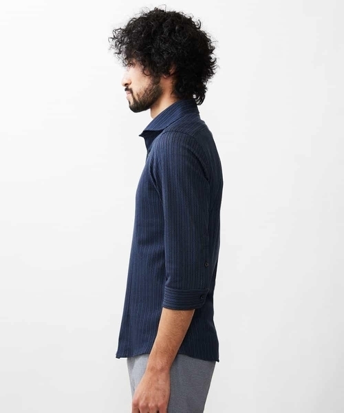 MICHEL KLEIN HOMME   （ミッシェルクランオム）の「ストライプ七分袖シャツ（シャツ/ブラウス・メンズ・ホワイト/ネイビー/ピンク/グリーン・MEDIUM/LARGE/X-LARGE）」の18枚目の写真